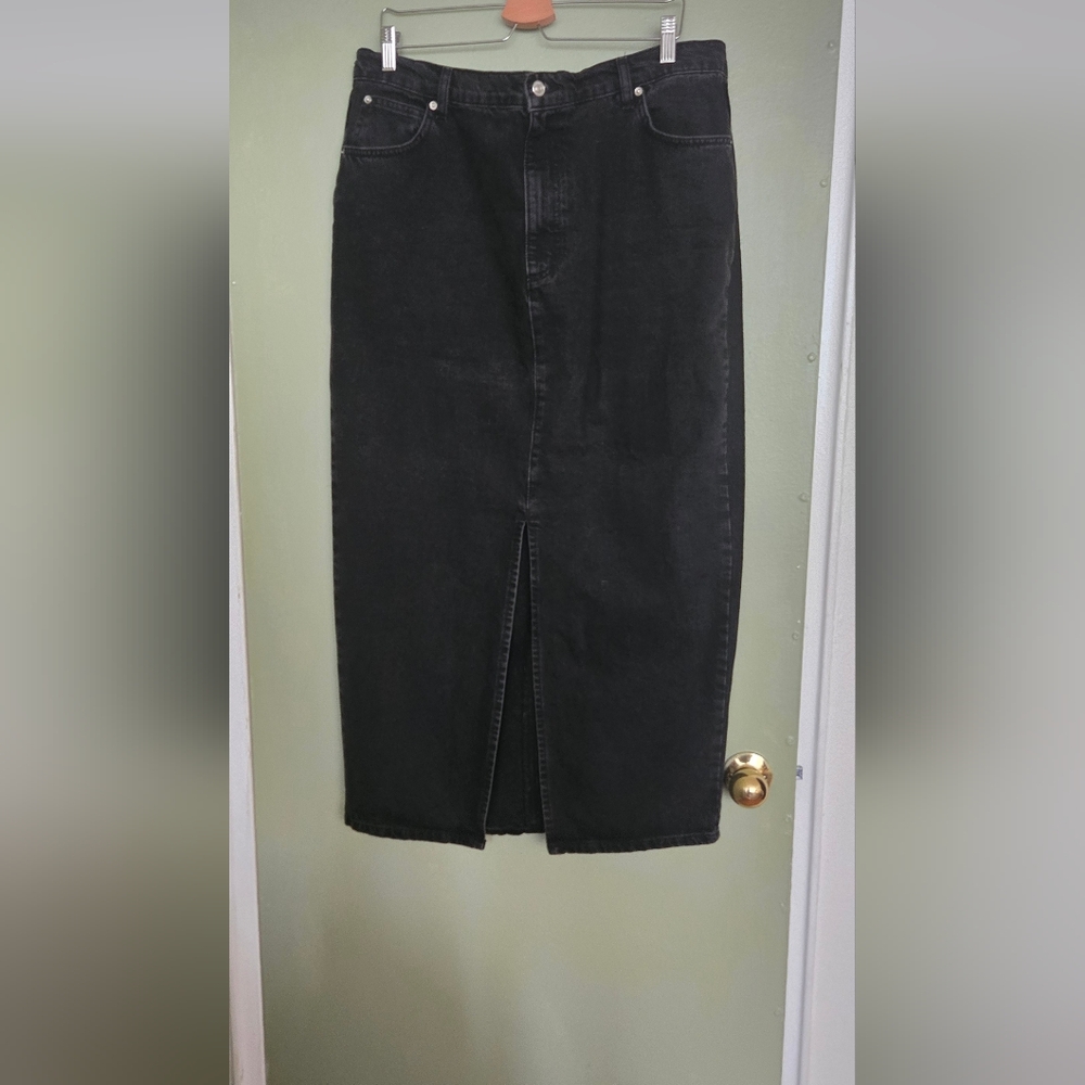 ASOS Black Denim Midi Skirt - SIZE 16